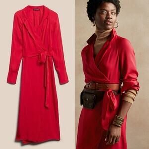 Banana Republic Vibrant Red Wrap Maxi Dress